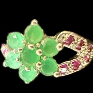 Elegant Green and Pink Gemstone Ring